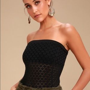 Black Free People Honey Textured Tube Top